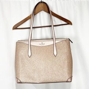 Kate Spade Lola Joeley Shimmy Glitter Satchel Rose Gold